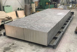 Large slabs of an energy absorbing mitigation crash pad.